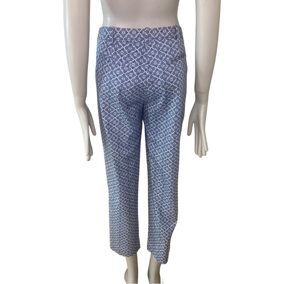 PURE COLLECTION Geo Print Cotton Capri Pants Blue and White - Picture 9 of 16